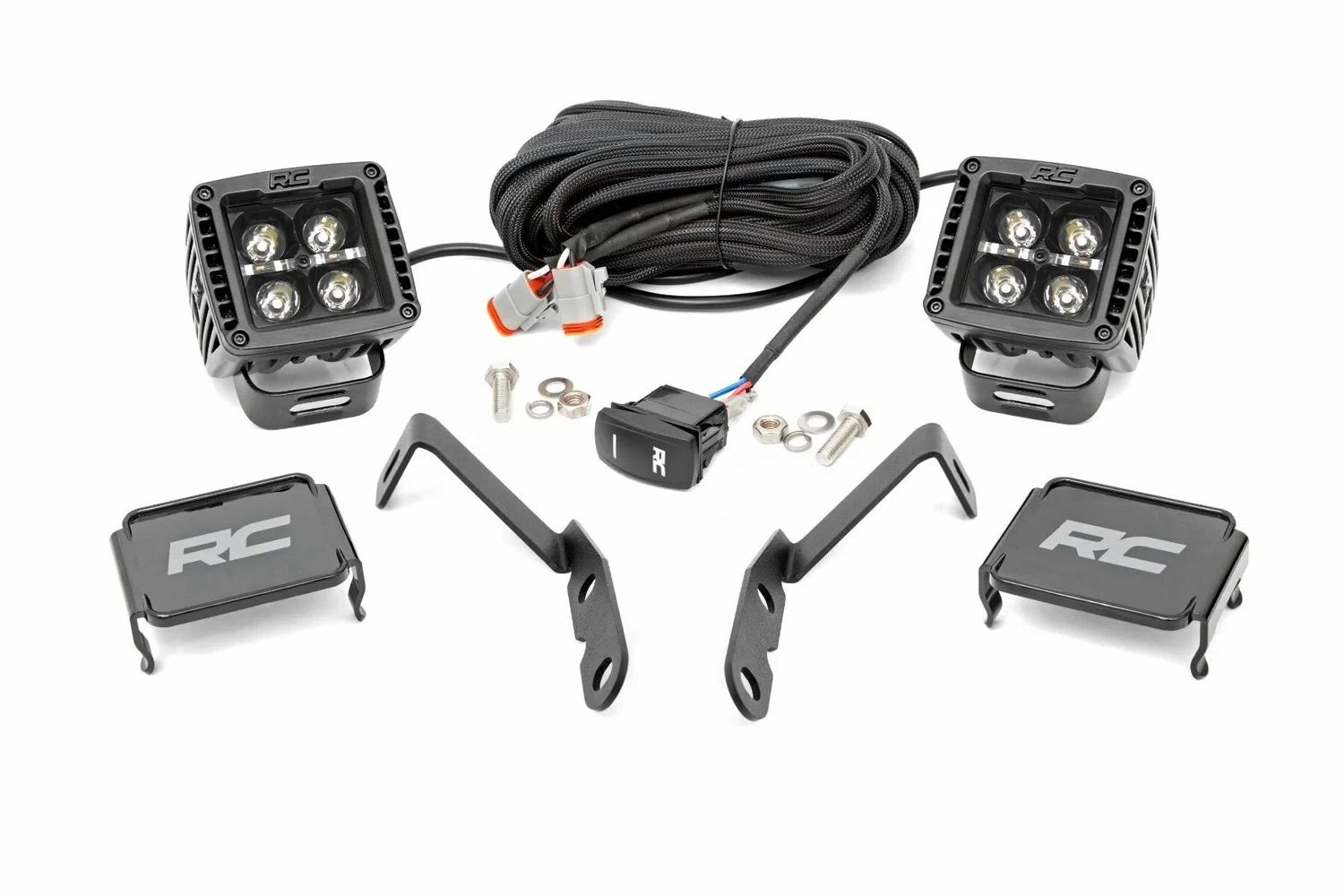 Fits Chevy 1500 (2007-2013) LED Light Ditch Mount 2_ Black Pair Amber DRL 71061